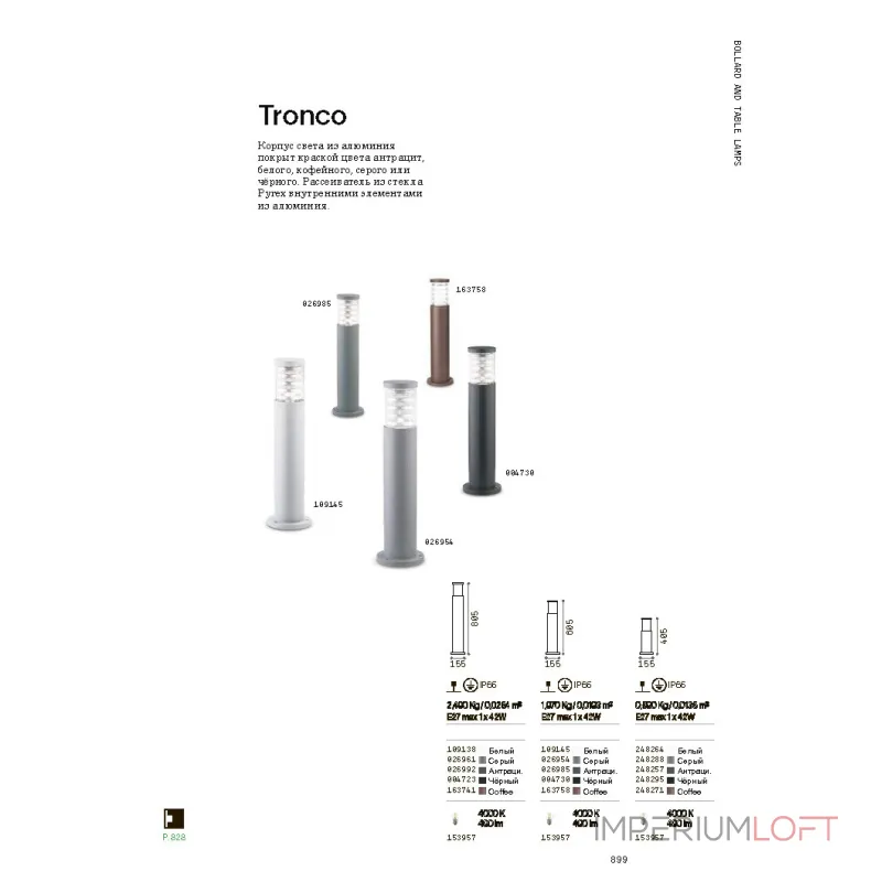 Уличный садово-парковый светильник Ideal Lux TRONCO 163741