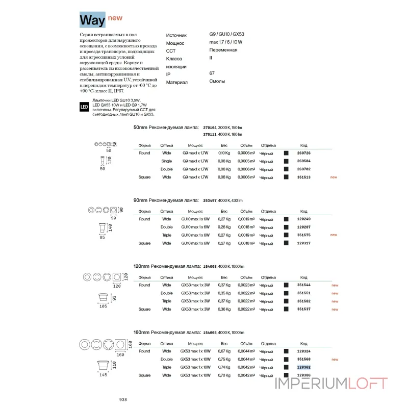 Встраиваемый светильник Ideal Lux WAY 351537 Встраиваемый светильник Ideal Lux WAY 351537