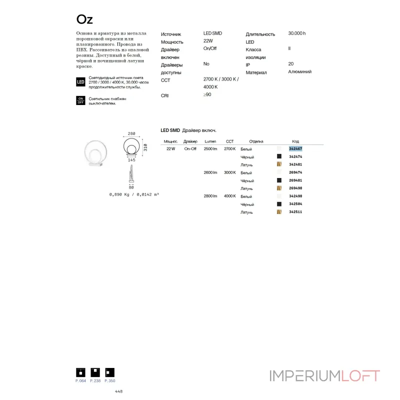 Настольная лампа Ideal Lux OZ 342474