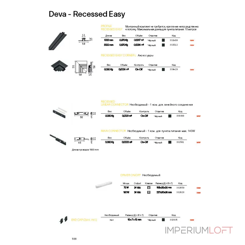 Шинопровод встраиваемый 1м Ideal Lux Deva 332499