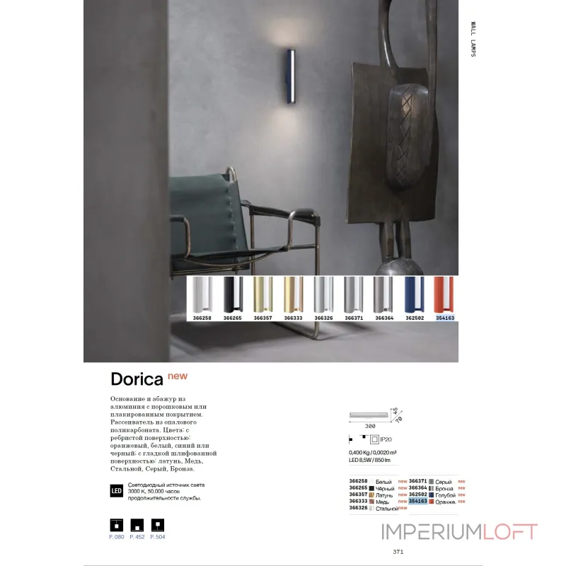 Настенный светильник Ideal Lux DORICA 354163