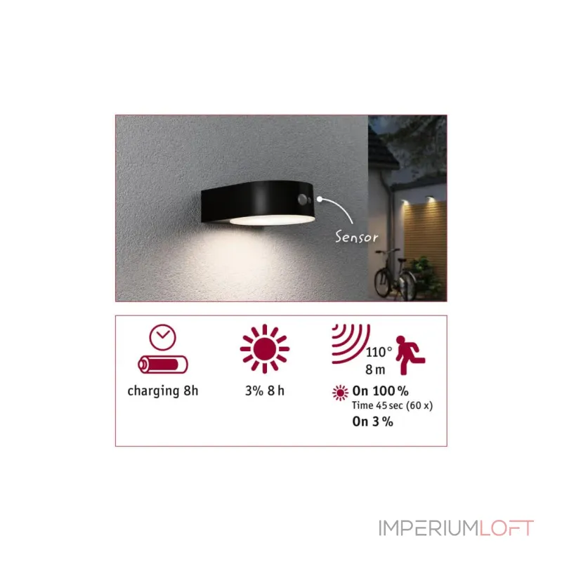 Уличный настенный светильник с датчиком движения Ideal Lux Eileen 94570 Уличный настенный светильник с датчиком движения Ideal Lux Eileen 94570