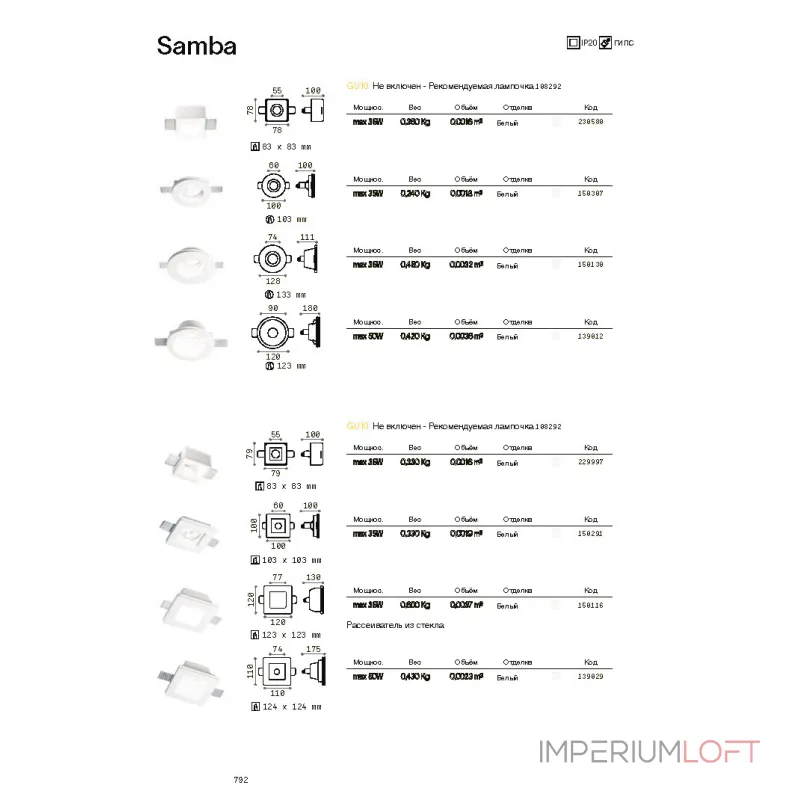 Встраиваемый светильник Ideal Lux SAMBA 150130 Встраиваемый светильник Ideal Lux SAMBA 150130