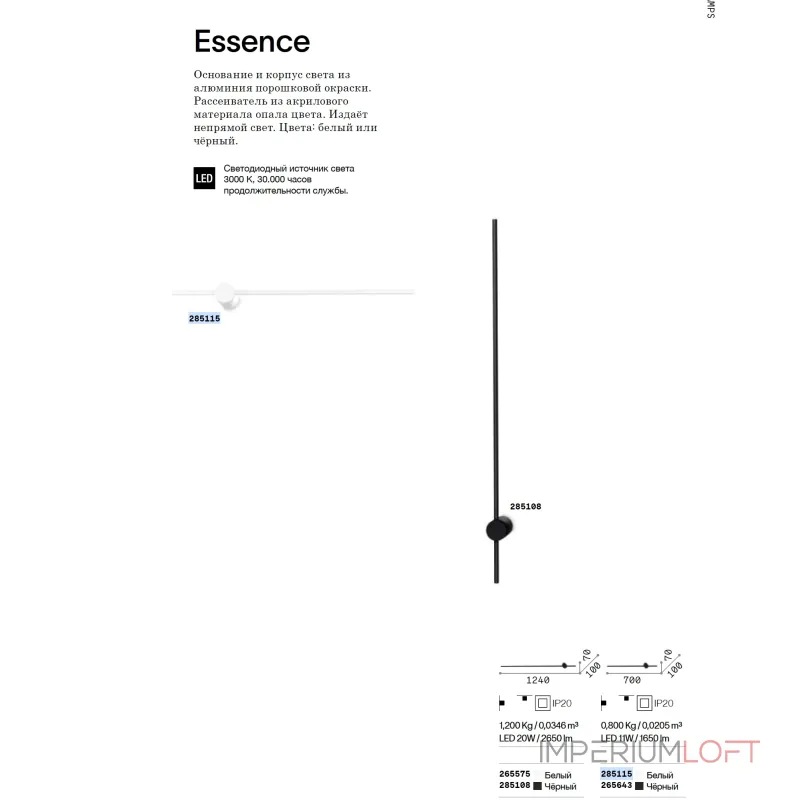 Настенный светильник Ideal Lux ESSENCE 265575 Настенный светильник Ideal Lux ESSENCE 265575