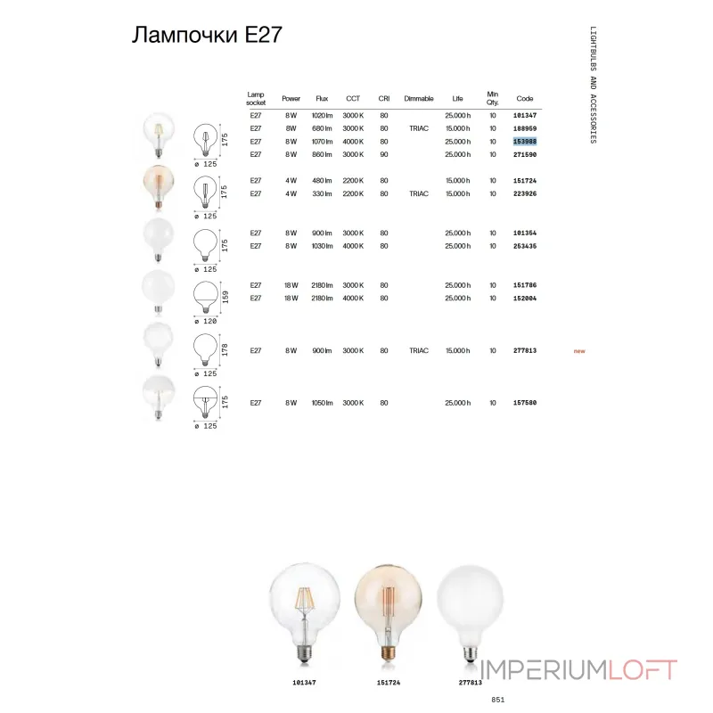 Филаментная лампа Ideal Lux LAMPADINE E27 153988 Филаментная лампа Ideal Lux LAMPADINE E27 153988
