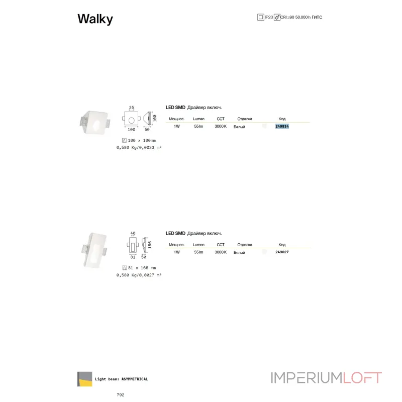 Встраиваемый светильник Ideal Lux WALKY 249834 Встраиваемый светильник Ideal Lux WALKY 249834