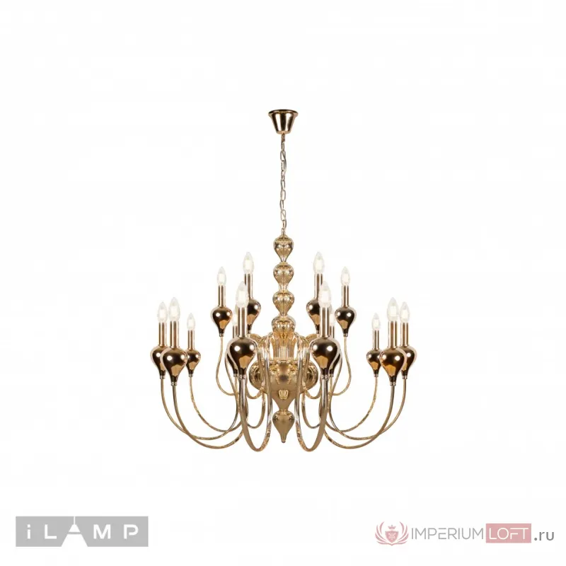 Подвесная люстра iLamp Lady 88003-10+5 Золотая от ImperiumLoft