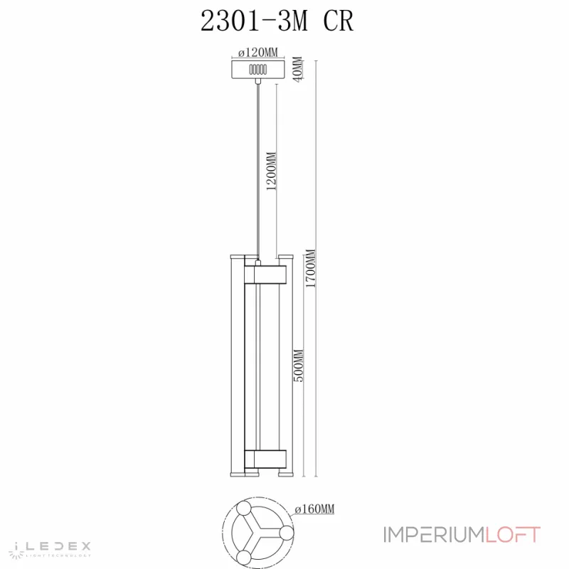 Подвесной светильник iLedex Rocks 2301-3M CR