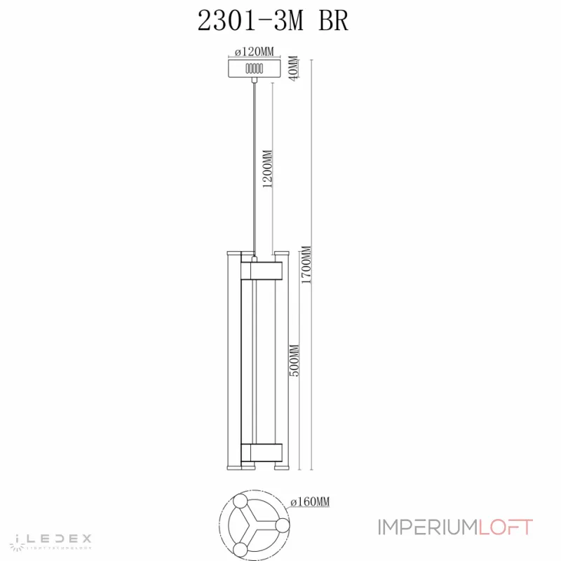 Подвесной светильник iLedex Rocks 2301-3M BR