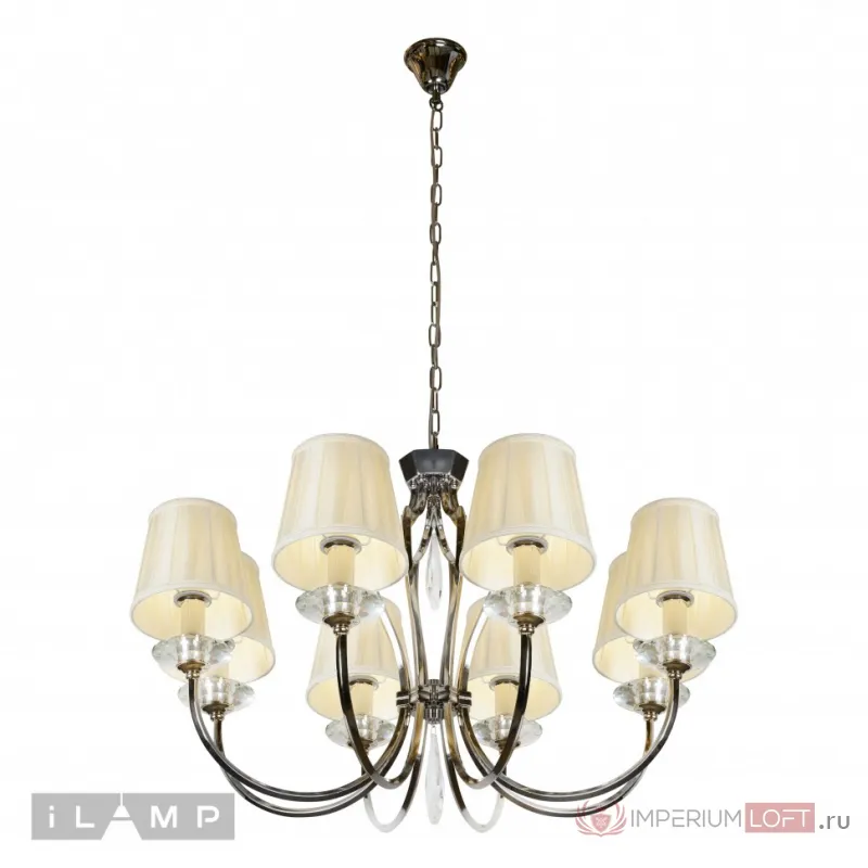 Подвесная люстра iLamp Charm P2508-8 Никель+беж от ImperiumLoft