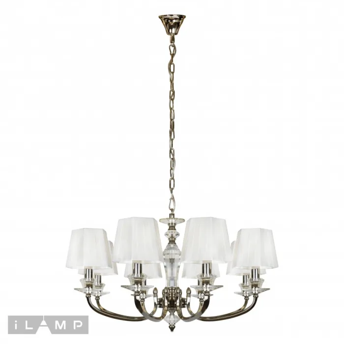 Подвесная люстра iLamp Holywood P9399-8 Никель+белый от ImperiumLoft