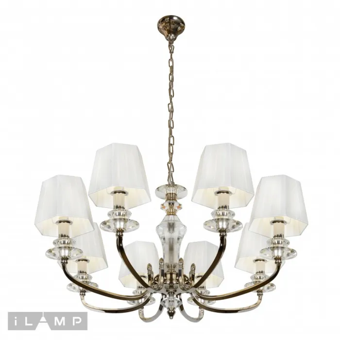 Подвесная люстра iLamp Holywood P9399-8 Никель+белый от ImperiumLoft