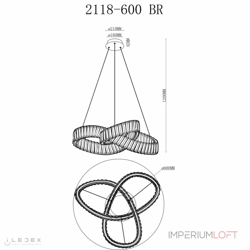 Подвесная люстра iLedex Woodstock 2118-D600 BR