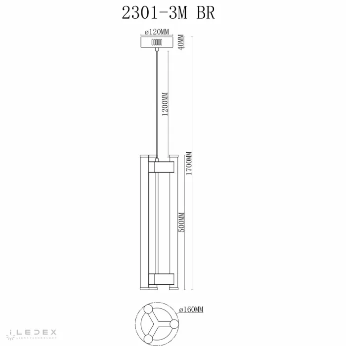 Светильник подвесной iLedex Rocks 2301-3M BR от ImperiumLoft