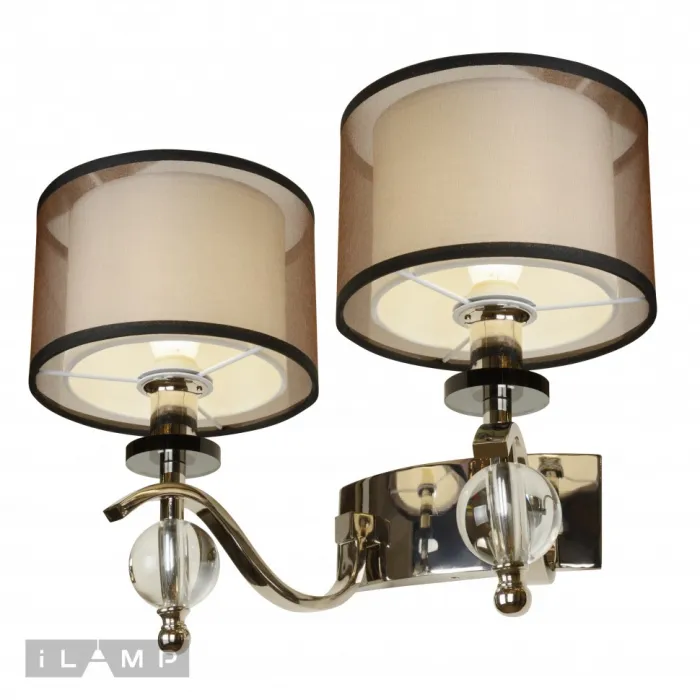 Настенный светильник iLamp Malibu W2335-2 Никель+коричневый от ImperiumLoft