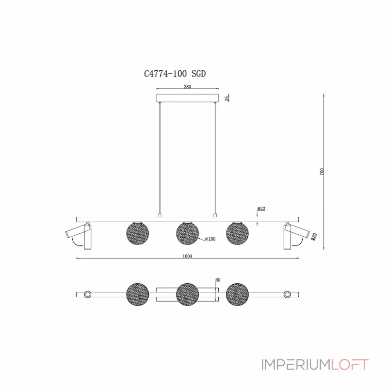 Подвесной светильник iLEDEX Telescope C4774-100 SGD
