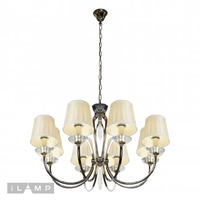Подвесная люстра iLamp Charm P2508-8 Никель+беж от ImperiumLoft