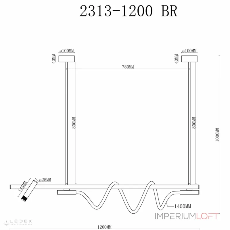 Подвесной светильник iLedex Cross 2313-1200 BR