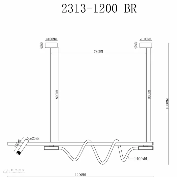 Светильник подвесной iLedex Cross 2313-1200 BR от ImperiumLoft