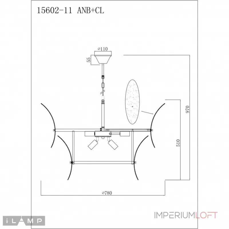 Подвесная люстра iLamp Gramercy 15602-11 ANB+CL