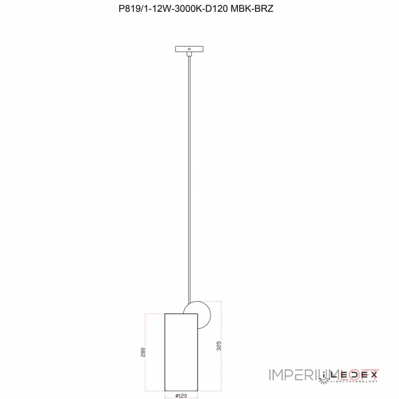 Подвесной светильник iLedex PLAY P819/1-12W-3000K-D120 MATT BLACK&BRONZE