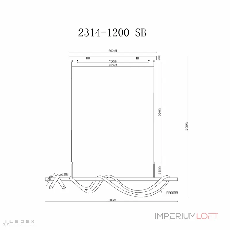 Подвесной светильник iLedex Cross 2314-1200 SB