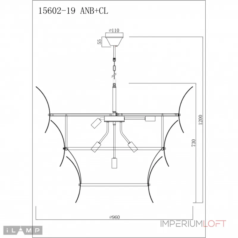 Подвесная люстра iLamp Gramercy 15602-19 ANB+CL