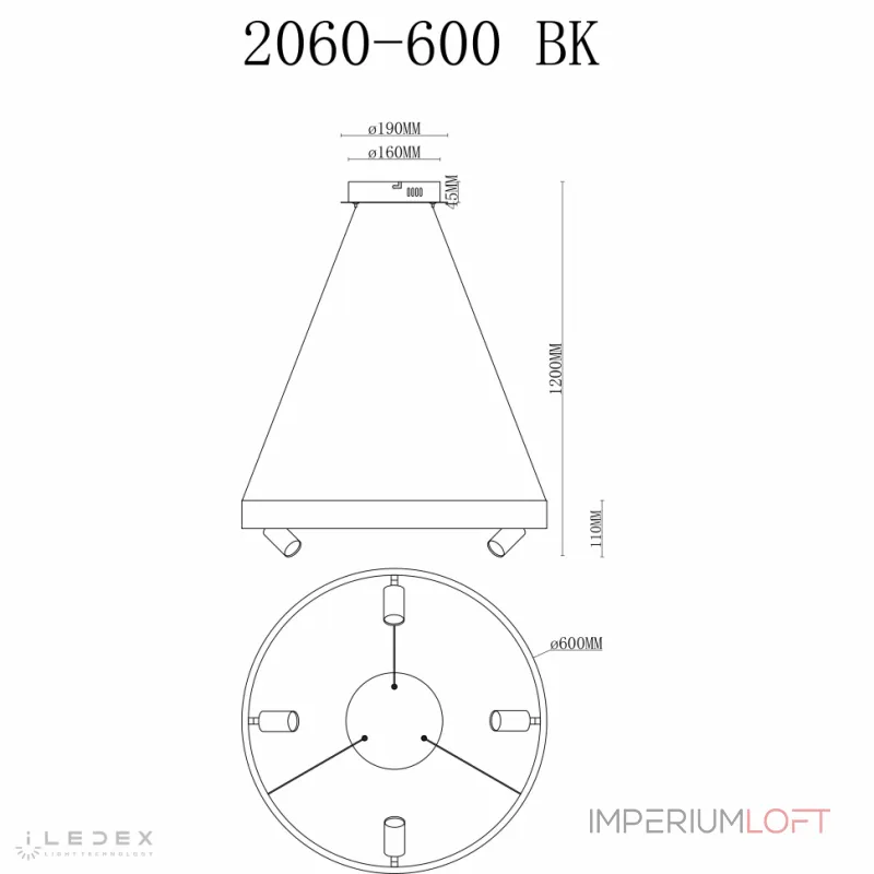 Подвесная люстра iLedex Vision 2060-D600 BK