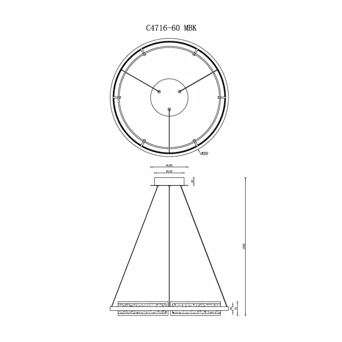 Светильник подвесной iLEDEX Meridian C4716-60 MBK от ImperiumLoft