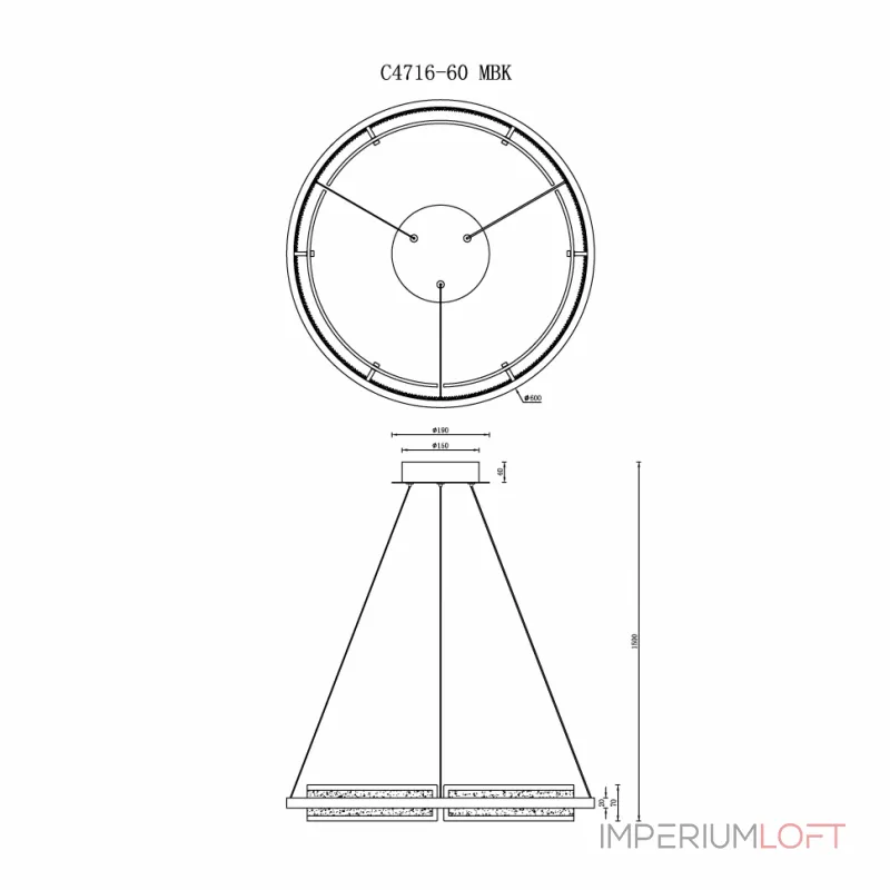 Подвесная люстра iLEDEX Meridian C4716-60 MBK