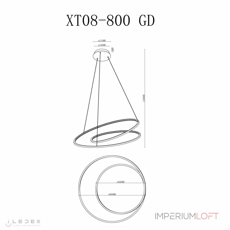 Подвесная люстра iLedex Axis XT08-D800 GD