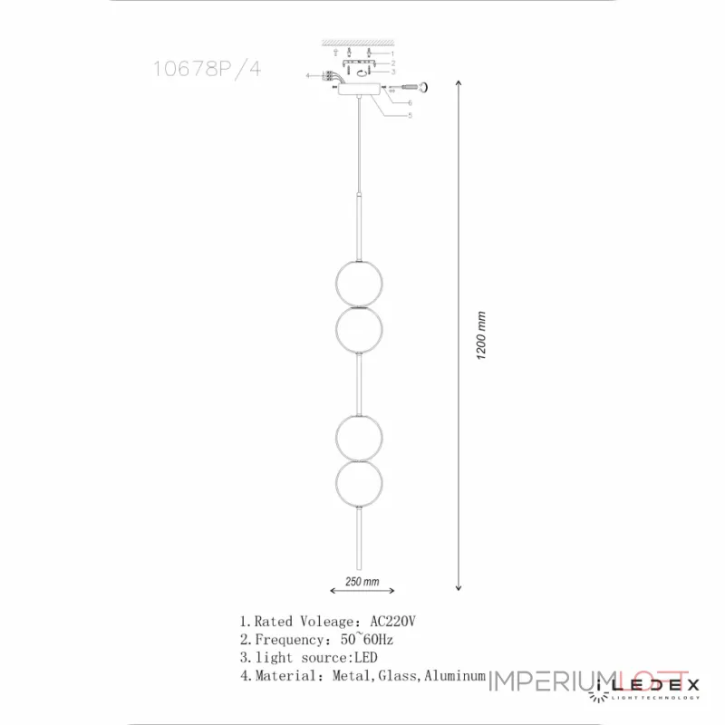 Подвесной светильник iLedex OMEGA 10678P/4-20W-3000K BLACK&WHITE