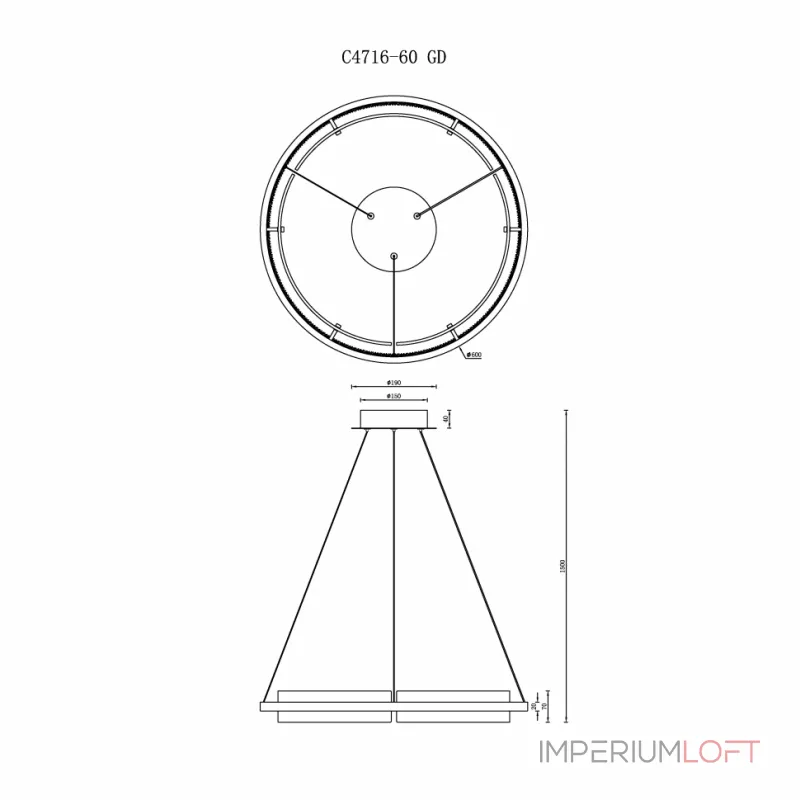Подвесная люстра iLEDEX Meridian C4716-60 GD
