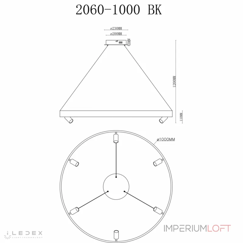 Подвесная люстра iLedex Vision 2060-D1000 BK Подвесная люстра iLedex Vision 2060-D1000 BK
