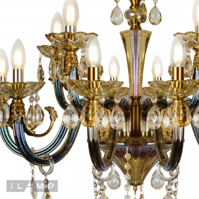 Подвесная люстра iLamp Asia 61081-8+4 Бронзовая от ImperiumLoft