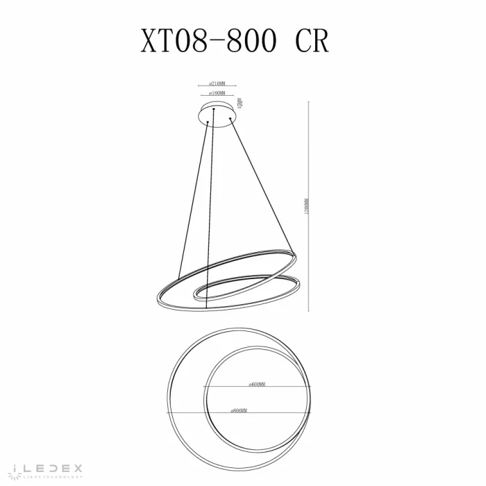 Светильник подвесной iLedex Axis XT08-D800 CR от ImperiumLoft