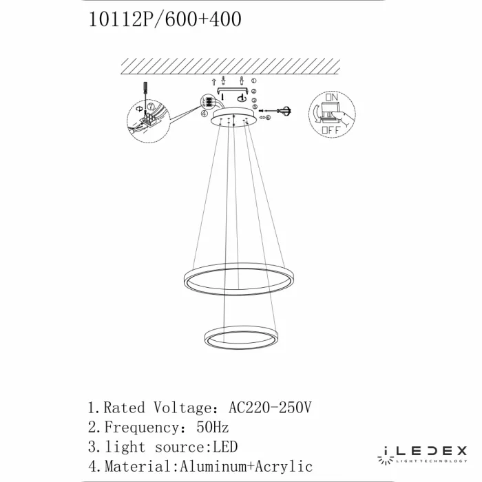 Подвесная люстра iLedex AXIS 10112P/2-39W-3000K (6/4) BRASS от ImperiumLoft