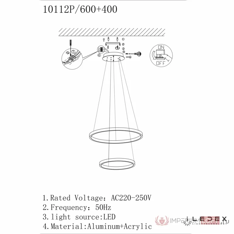 Подвесная люстра iLedex AXIS 10112P/2-39W-3000K (6/4) BRASS от ImperiumLoft