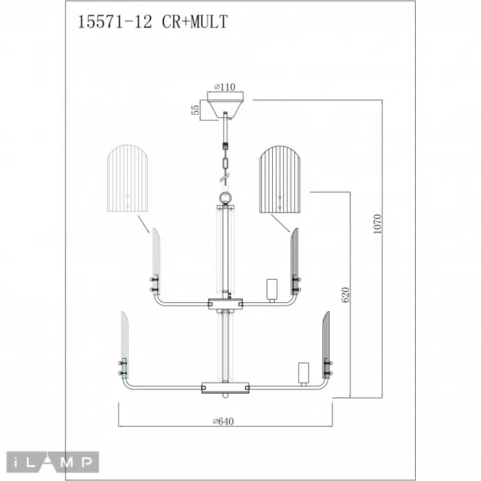 Светильник подвесной iLamp Dolce 15571-12 CR+MULT от ImperiumLoft
