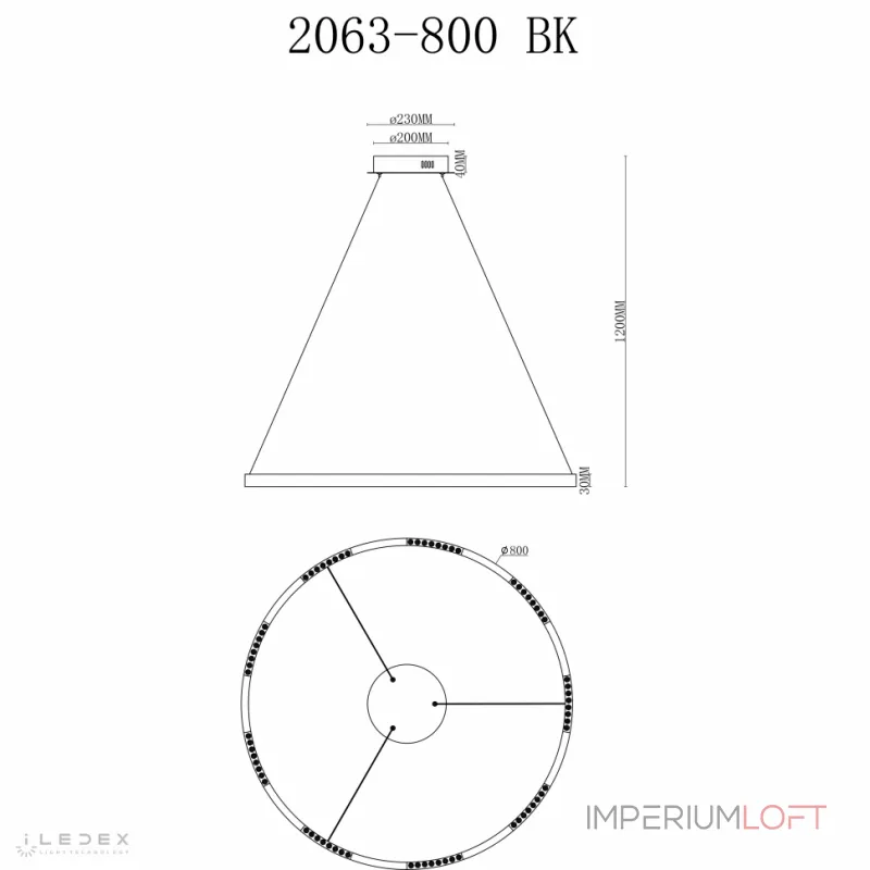 Светильник подвесной iLedex Vision 2063-D800 BK от ImperiumLoft Светильник подвесной iLedex Vision 2063-D800 BK от ImperiumLoft