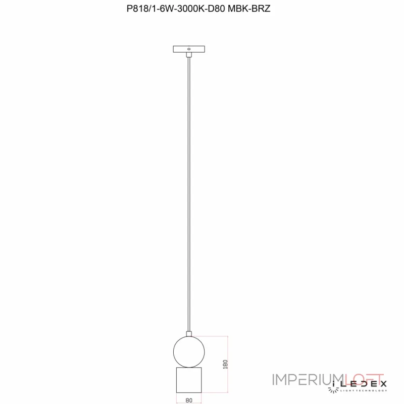 Подвесной светильник iLedex PLAY P818/1-6W-3000K-D80 MATT BLACK&BRONZE