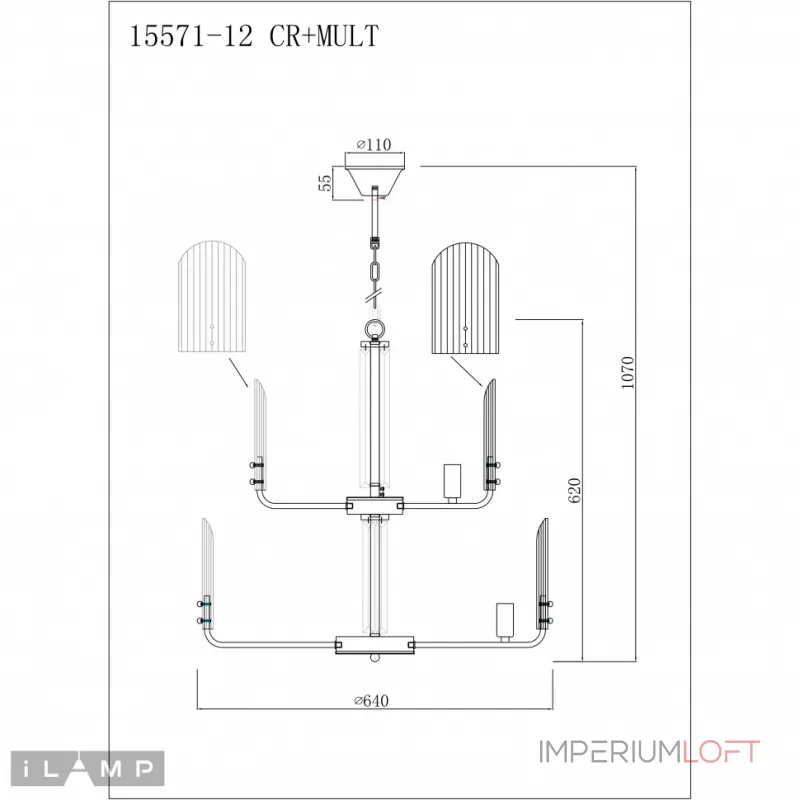 Подвесная люстра iLamp Dolce 15571-12 CR+MULT