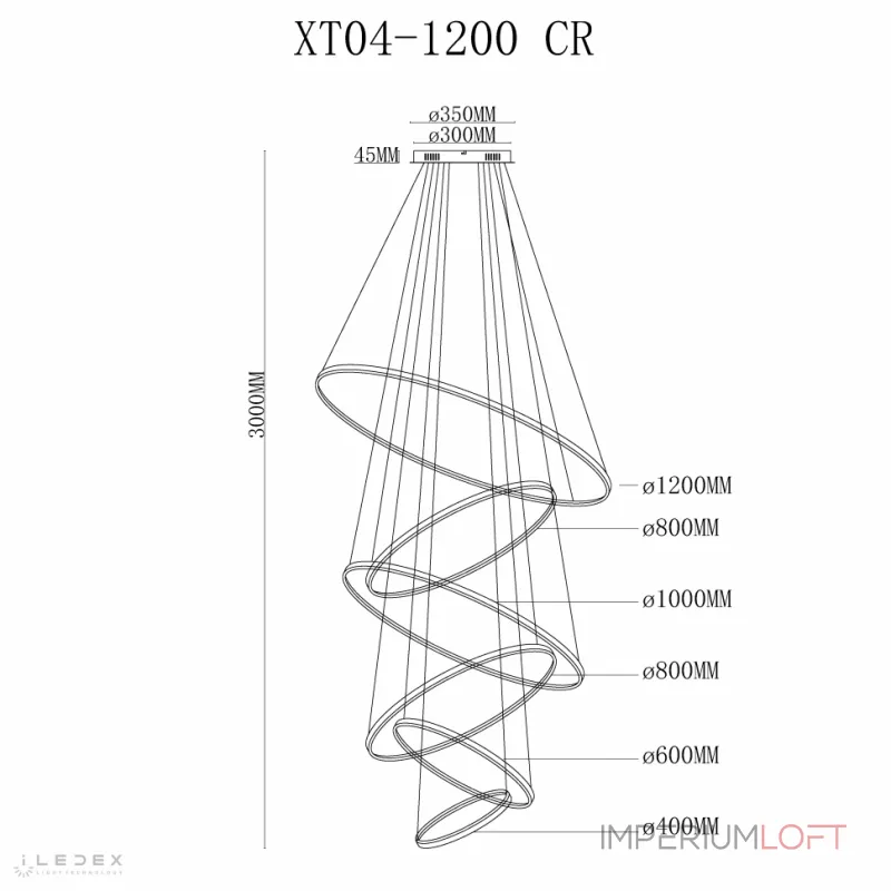 Подвесная люстра iLedex Axis XT04-D1200 CR