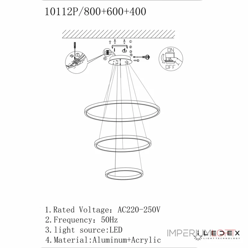 Подвесная люстра iLedex AXIS 10112P/3-63W-3000K (8/6/4) BRASS Подвесная люстра iLedex AXIS 10112P/3-63W-3000K (8/6/4) BRASS