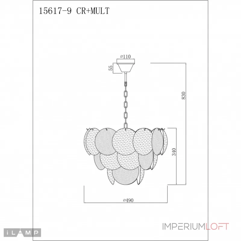 Подвесная люстра iLamp Rivoli 15617-9 CR+MULT Подвесная люстра iLamp Rivoli 15617-9 CR+MULT