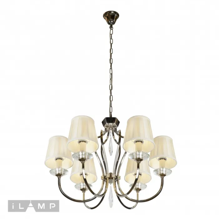 Подвесная люстра iLamp Charm P2508-6 Никель+беж от ImperiumLoft