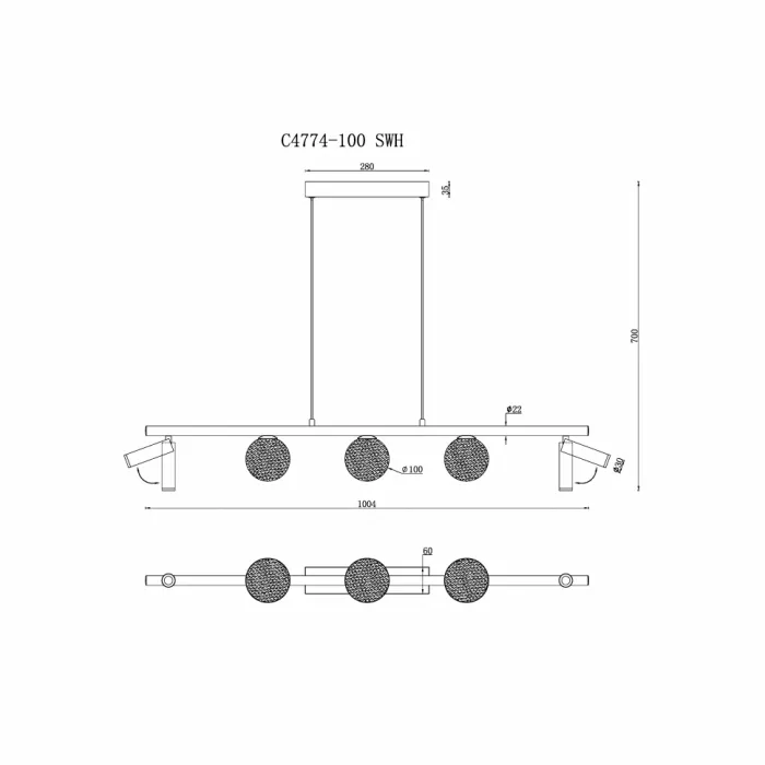 Светильник подвесной iLEDEX Telescope C4774-100 SWH от ImperiumLoft
