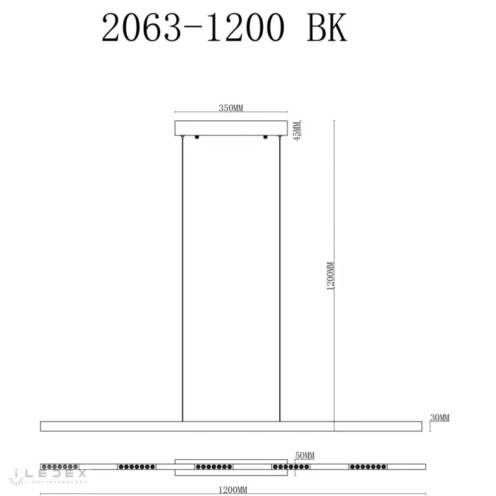 Светильник подвесной iLedex Vision 2063-1200 BK от ImperiumLoft