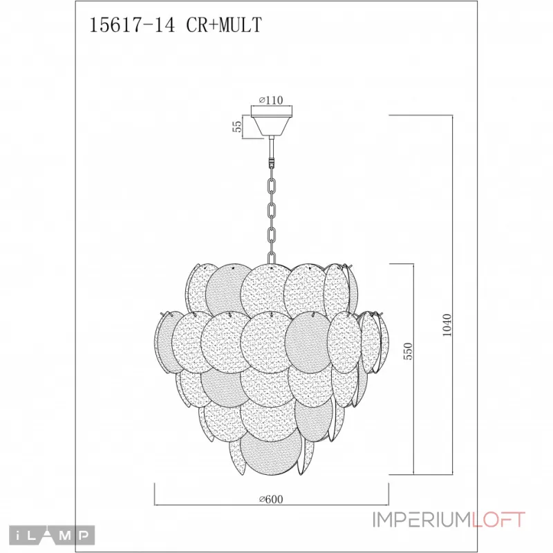 Подвесная люстра iLamp Rivoli 15617-14 CR+MULT
