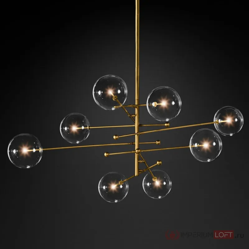 Подвесной светильник DeLight Collection Globe Mobile KG0835P-8 brass Цвет арматуры латунь Цвет плафонов прозрачный от ImperiumLoft